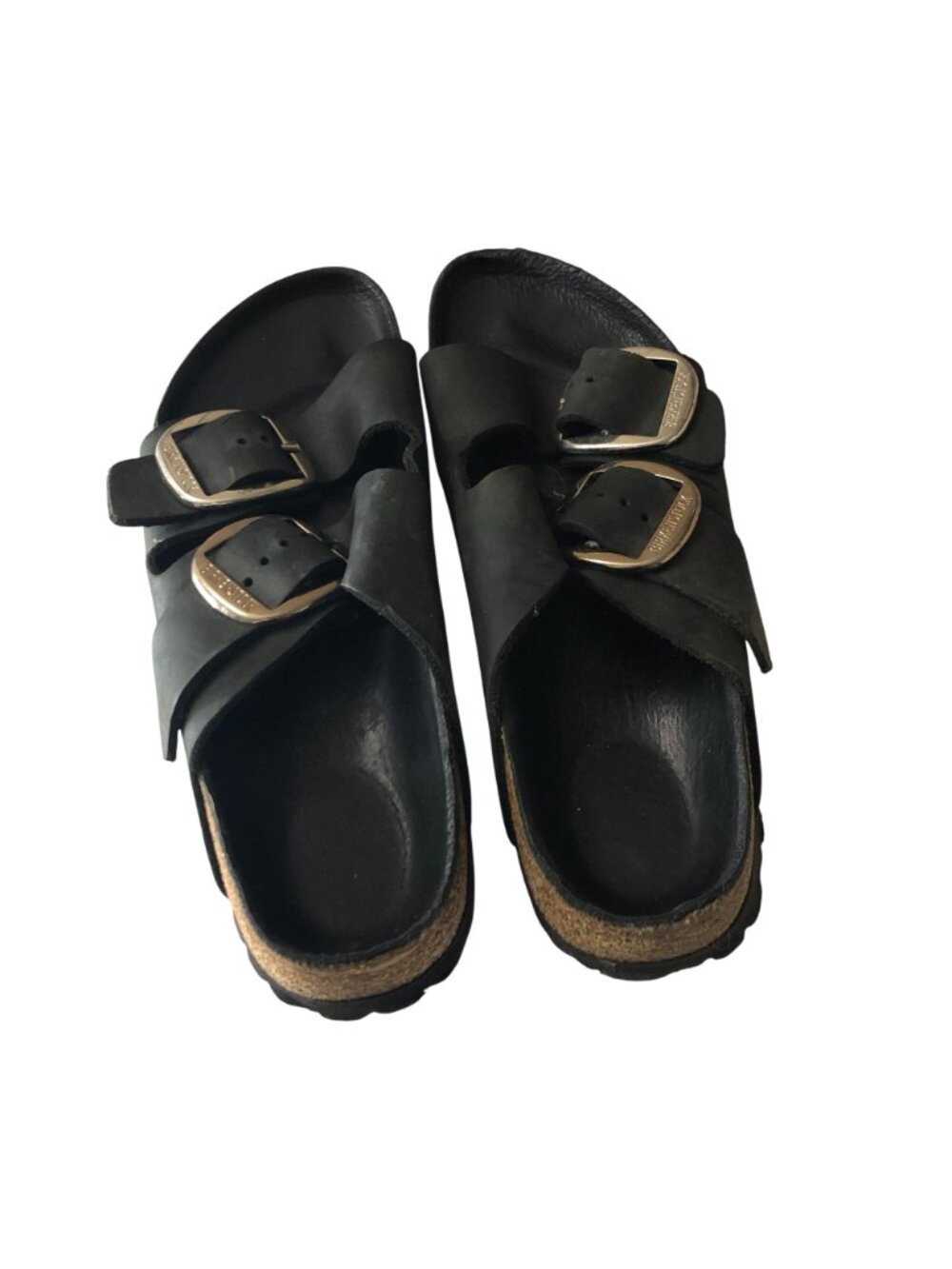 Birkenstock Arizona Big Buckle Sandals Black Oiled Leather Silver Buckle 38 US 7 - Picture 4 of 6